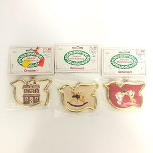 3 vintage ornament gold frames birds santa’s workbench doves 3 inch christmas